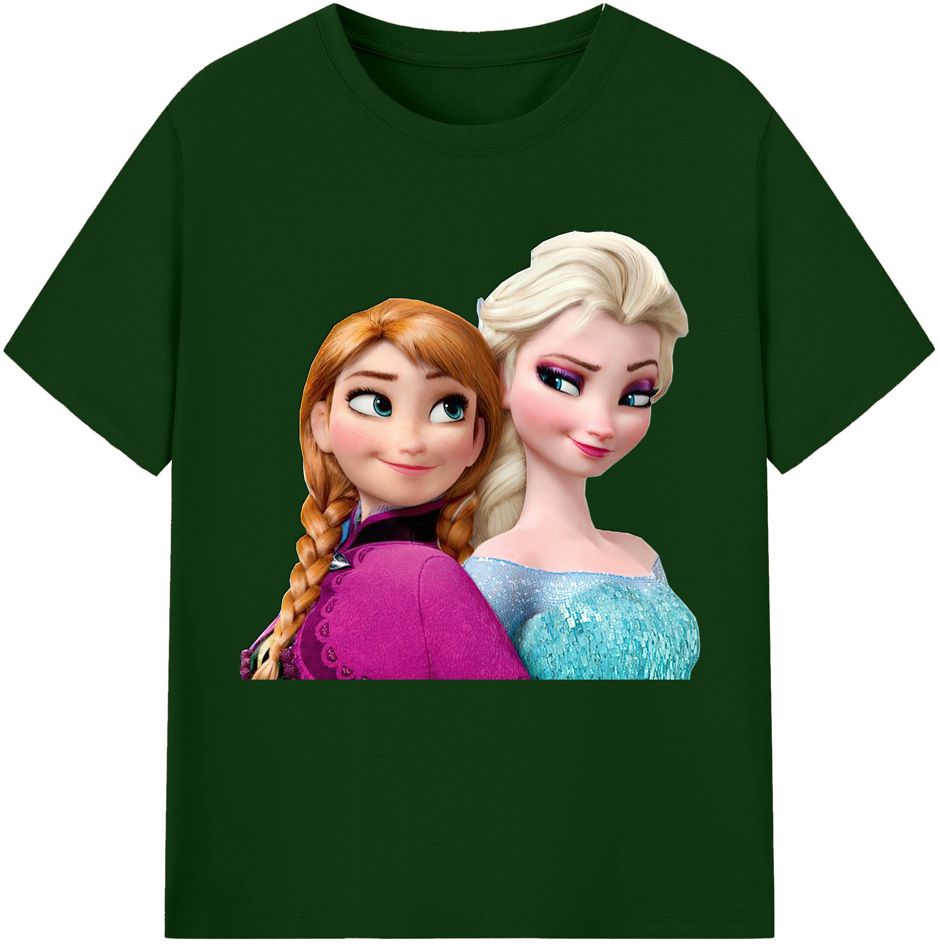 （画像用） アナと雪の女王 アンナ エルサ Frozen Anna Elsa 綿100％半袖Tシャツ（フロントプリント）